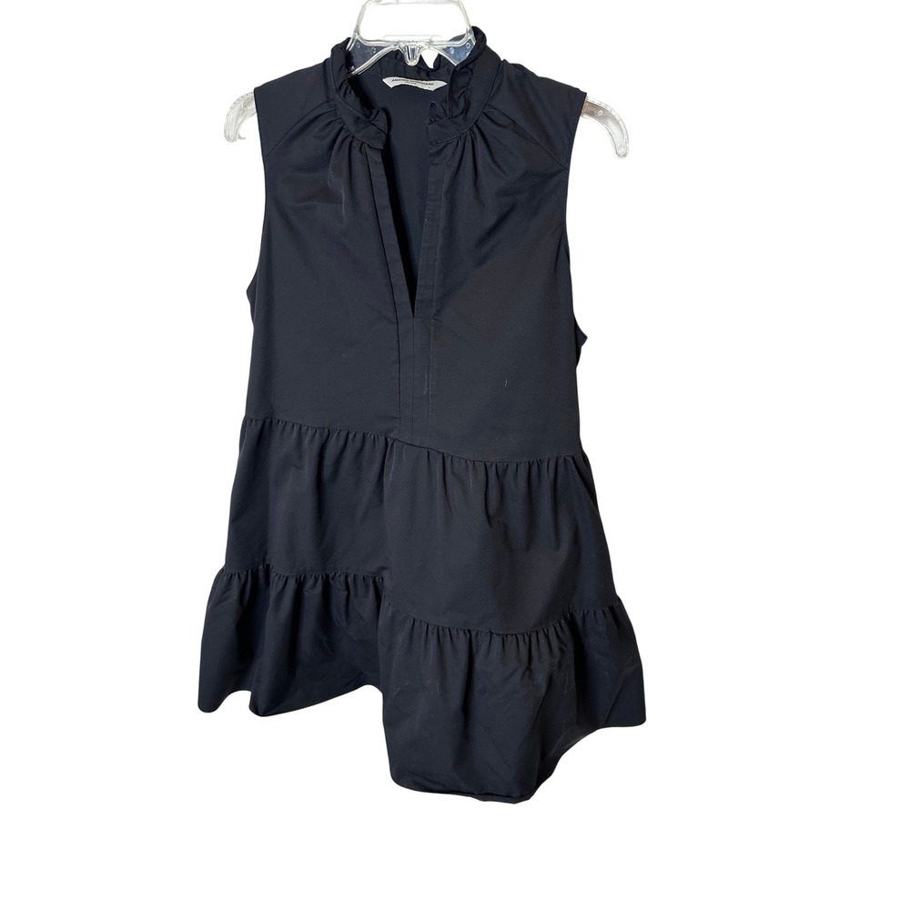 Amanda Uprichard Black Tiered Sleeveless Mini Dress